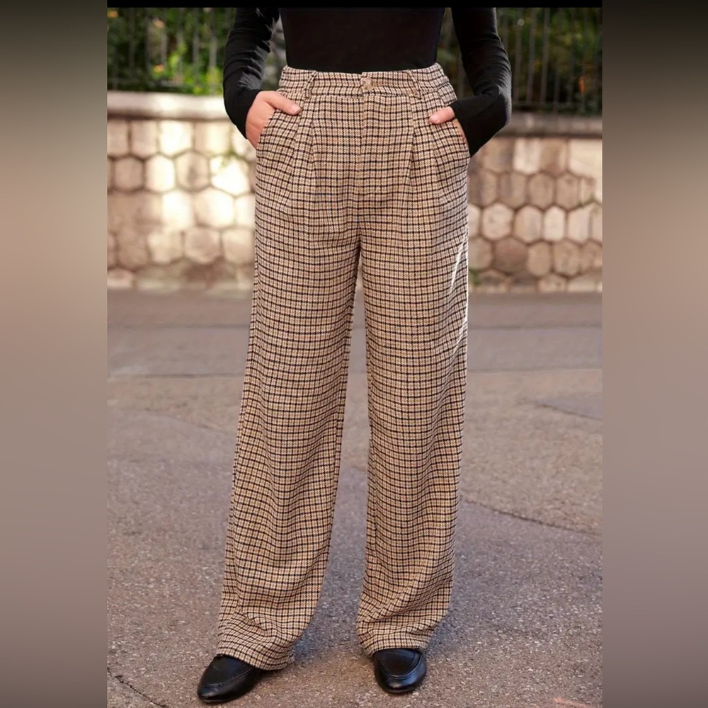 Plaid High-Waisted Women's Pants